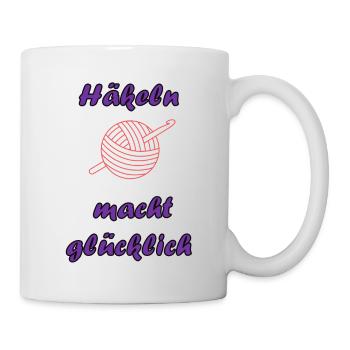 Häkeln macht glücklich Lila - Tasse - Weiß - Rechts
