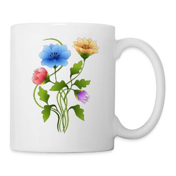 Blumen - Tasse - Weiß - Rechts
