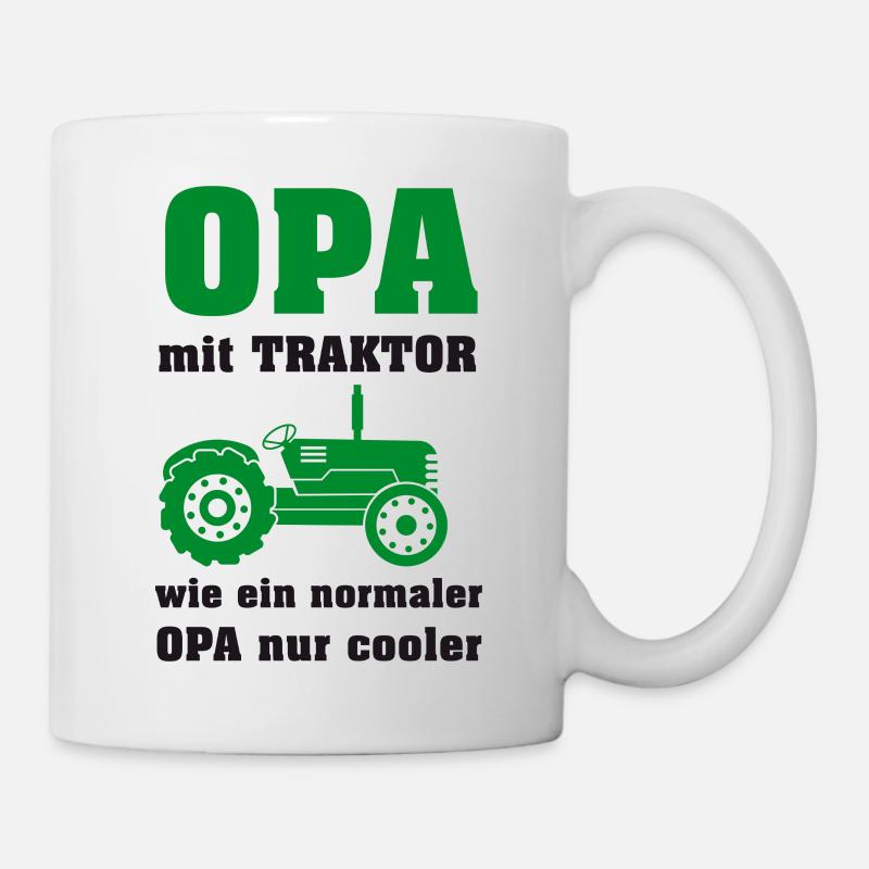 Opa mit Traktor - Tasse - Weiß