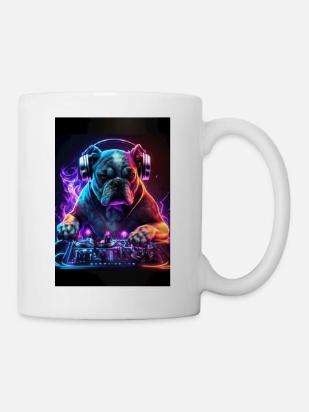 Bulldog DJ Hunde DJ - Tasse - Weiß