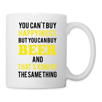 Bier Wein Whiskey Schnaps Alkohol - Tasse - Weiß - Rechts