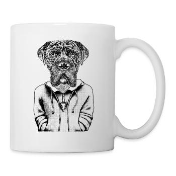 Boxer Hund mit drohendem Blick im Cartoon Stil. - Tasse - Weiß - Rechts