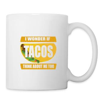 Je me demande si les tacos pensent à moi aussi. Taco amusant - Mug blanc - blanc - Droite