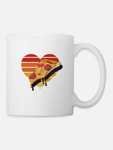 I love pizza retro heart vintage design - Mug - white