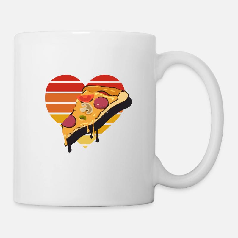 I love pizza retro heart vintage design - Mug - white
