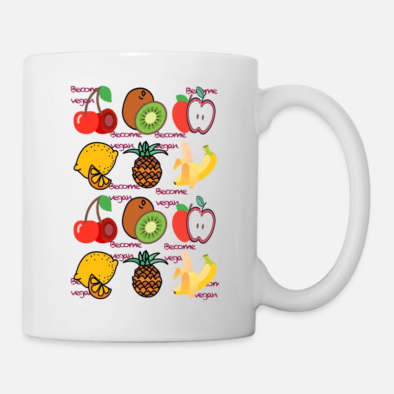 Become vegan fruit and fruit slices no meat - Mug - white
