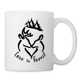 Wald Liebe Reh Hirsch Geweih Natur verliebt Umwelt - Tasse - Weiß - Rechts