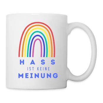 Regenbogen Hass ist keine Meinung PLBT - Tasse - Weiß - Rechts