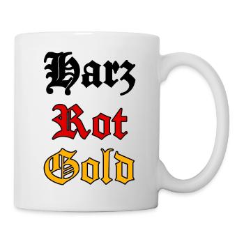 Harz Rot Gold Schriftzug Altdeutsch Deutschland - Tasse - Weiß - Rechts