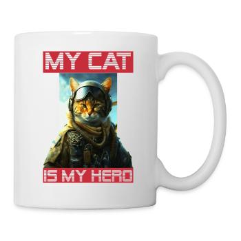 My cat as a pet is my hero as a pilot - Mug - white - Right