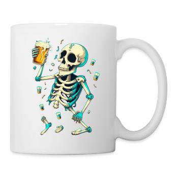 Lustiges Skelett mit Bier - Tasse - Weiß - Rechts