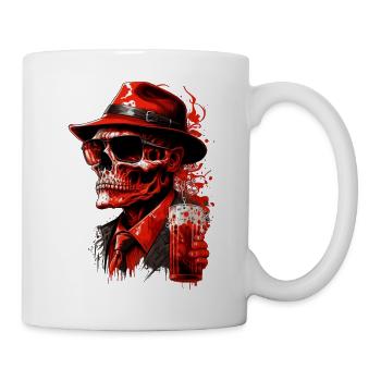 Cool Gangster Mafia Skull avec de la bière - Mug blanc - blanc - Droite