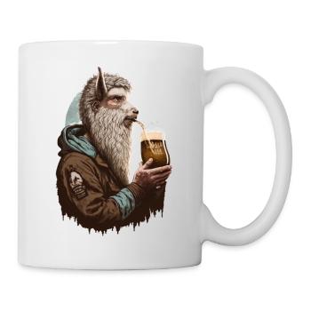 Cooles Chill Lama mit Bier - Tasse - Weiß - Rechts