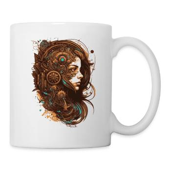 Steampunk trifft schöne Frau im Mechanik Style - Tasse - Weiß - Rechts