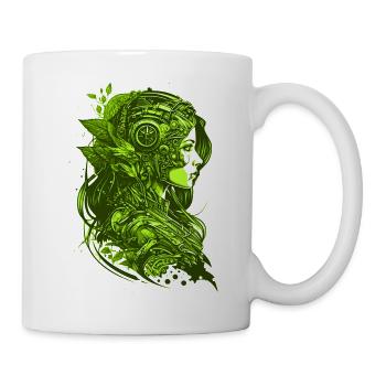Vintage Steampunk Girl in grüner Farbe - Tasse - Weiß - Rechts