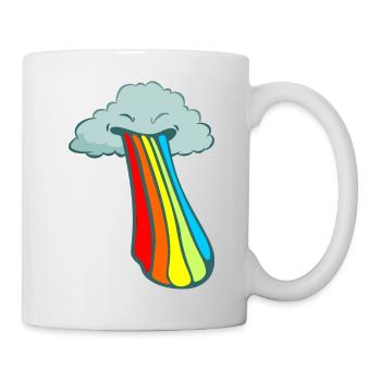 Rainbow - puking cloud - weather report - Mug - white - Right