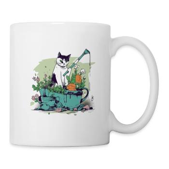 Aki le chat jardinier - Mug blanc - blanc - Droite