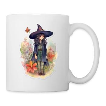 Sorcière mignonne sur une prairie fleurie - Mug blanc - blanc - Droite