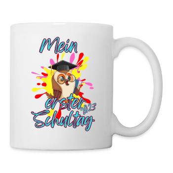 Schulanfang "Eule" T-Shirt für Junge - Tasse - Weiß - Rechts