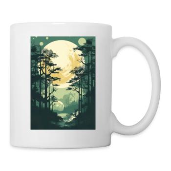 Wald Landschaft Natur Retro Geschenk Bäume Wald - Tasse - Weiß - Rechts