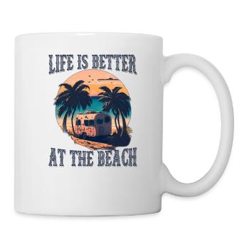La vie est meilleure à la plage - Rétro - Mug blanc - blanc - Droite
