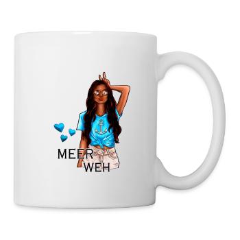 Meerweh Mädchen Illustration brünett - Tasse - Weiß - Rechts