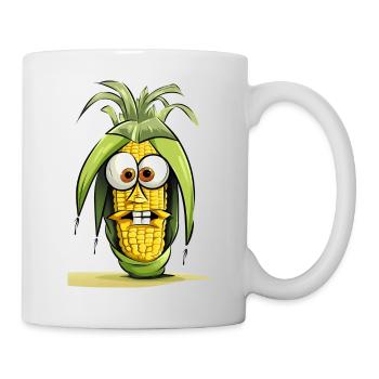 Drôle de dessin animé épi de maïs - Mug blanc - blanc - Droite