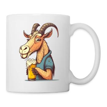 Lustiger Biertrinker, der Ziegenbock - Tasse - Weiß - Rechts