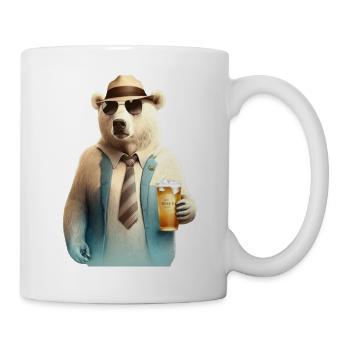 Ours polaire cool avec lunettes de soleil et bière - Mug blanc - blanc - Droite