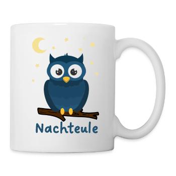 Nachteule Eule Nacht Sterne Mond - Tasse - Weiß - Rechts