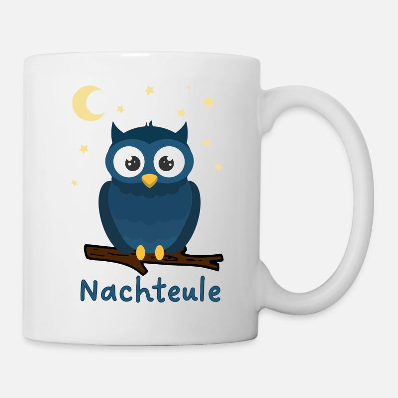 Nachteule Eule Nacht Sterne Mond - Tasse - Weiß