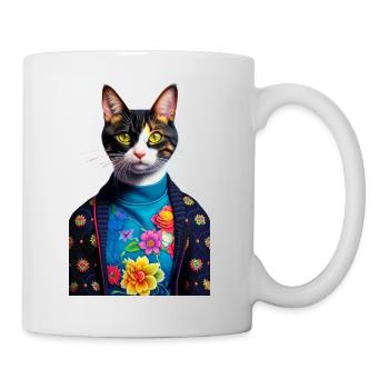 Wunderbare heimische kurzhaarige Katze wartet einsam - Tasse - Weiß - Rechts