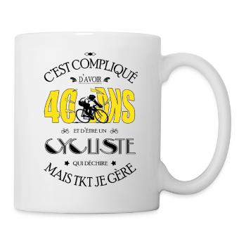 Cycliste 40 ans - Cadeau 40e Anniversaire - Mug blanc - blanc - Droite