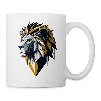 Minimalistischer Löwenkopf - Tasse - Weiß - Rechts