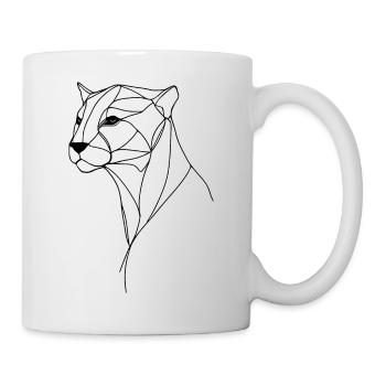 Panther feine Linienkunst auf weiß - Tasse - Weiß - Rechts