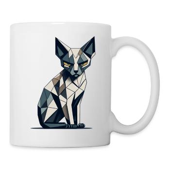 Chat siamois polygonal - Mug blanc - blanc - Droite