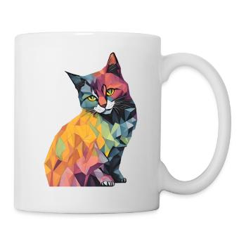 Geometric Watercolour Cat - Mug - white - Right