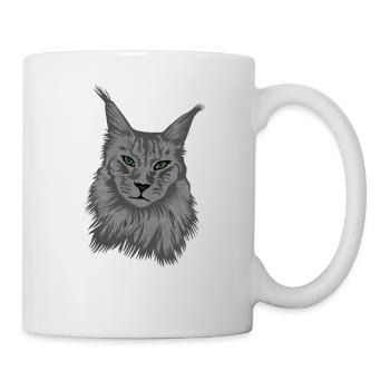 Maine Coon Katze - Tasse - Weiß - Rechts