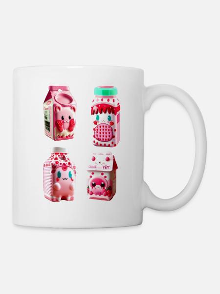 kawaii strawberry milk carton tasty - Mug - white