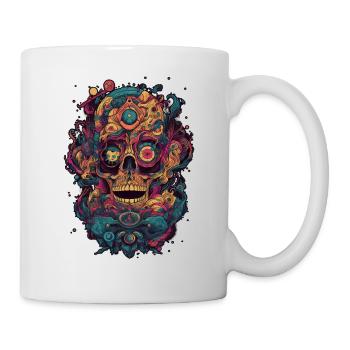 Crâne psychédélique surréaliste - Mug blanc - blanc - Droite