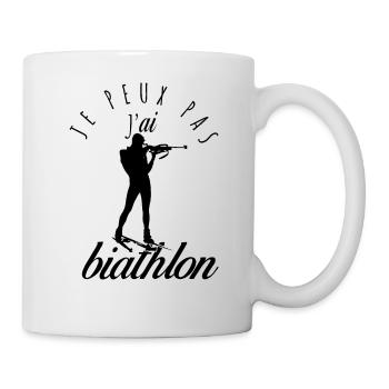 Je peux pas, j'ai biathlon - Mug blanc - blanc - Droite