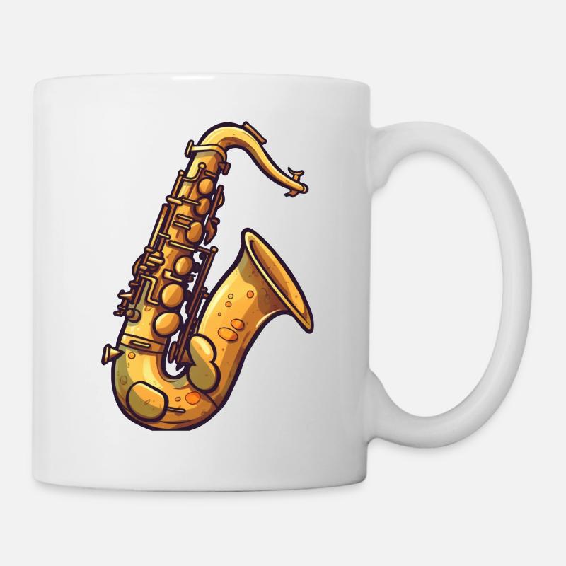 Saxophone in comic style - Mug - white
