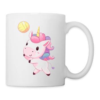 Cute unicorn playing volleyball - Mug - white - Right