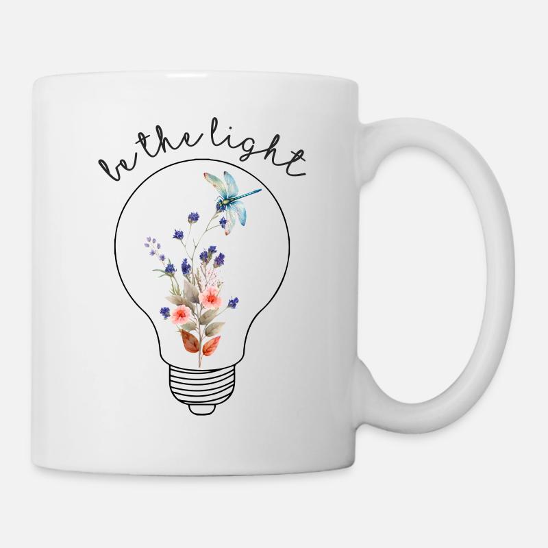 Be the Light A Lightbulb Lamp with Flowers - Tasse - Weiß