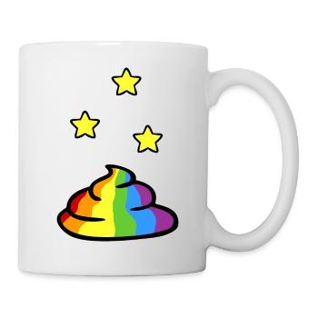 Regenbogenkacke mit gelben Sternen - Tasse - Weiß - Rechts
