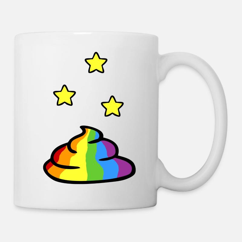 Regenbogenkacke mit gelben Sternen - Tasse - Weiß