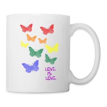 lgbtq, butterflies, love is love - Tasse - Weiß - Rechts