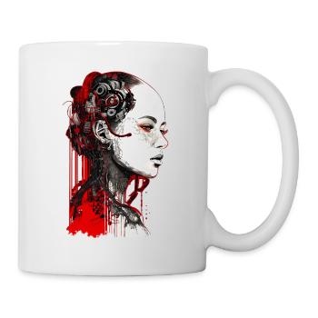 Belle femme gothique cyborg - Trash Polka Art - Mug blanc - blanc - Droite