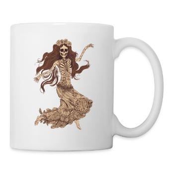 Squelette hippie joyeux des années 60 70 - Mug blanc - blanc - Droite