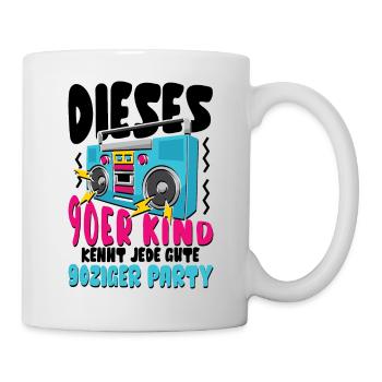 Dieses 90er Kind kennt jede gute 90ziger Party - Tasse - Weiß - Rechts